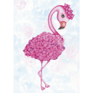 Flamingo med hortensia